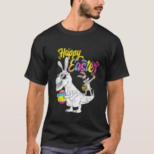 Camiseta Felz pascoa Rex Dino Dabbing Rabbit Da