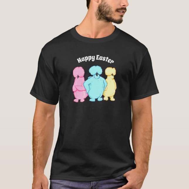 Camiseta Felz pascoa Sassy Silkie Chickens Três Pastel Co (Frente)