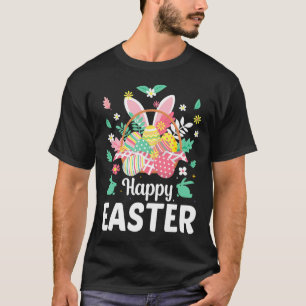 Camiseta Felz pascoa Sayings Egg Bunny Floral Gifts Mulhere
