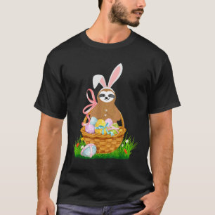 Camiseta Felz pascoa Sloth Vestindo Coelhinho De Ovo De Ore