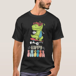 Camiseta Felz pascoa T Rex Dinossaur Coelho Ovos de Coelho 