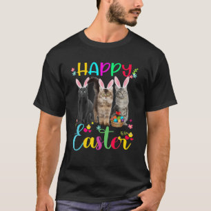 Camiseta Felz pascoa Três Gatos Vestindo Coelhinha Orelha 