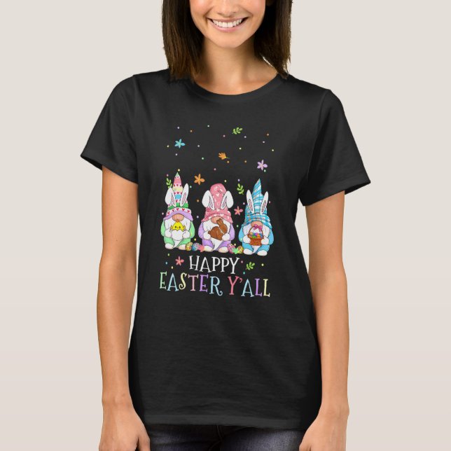 Camiseta Felz pascoa Três Gnomos Coelhinhos Orelha Doces Ca (Frente)