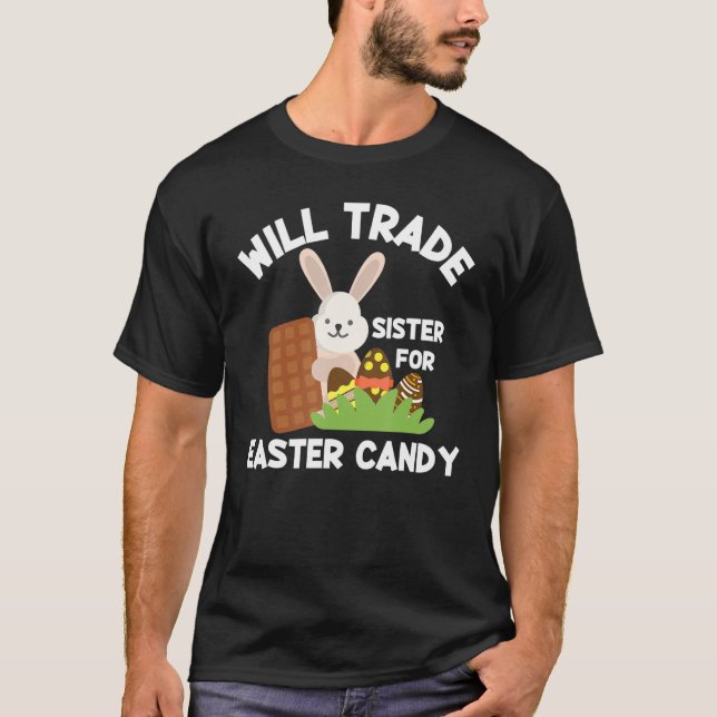 Camiseta Felz pascoa Trocará Irmã Por Páscoa Candy Bu (Frente)