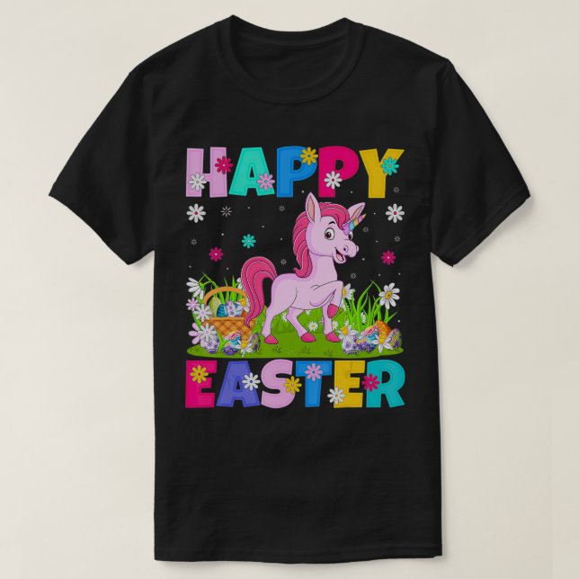 Camiseta Felz pascoa Unicorn Bunny Unicorn Páscoa Su (Frente do Design)