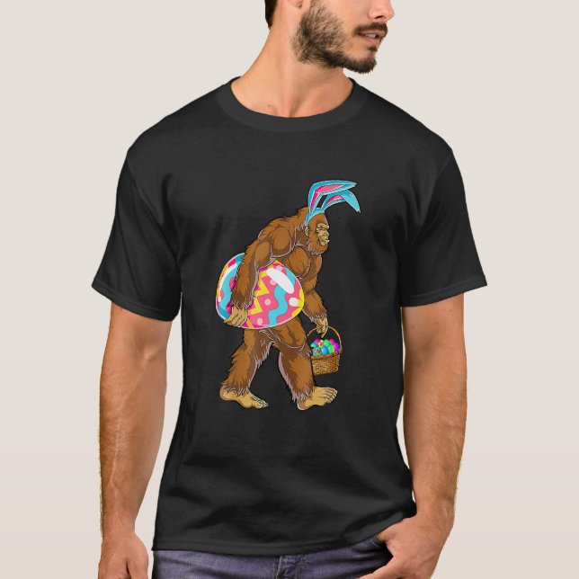 Camiseta Felzs pascoa Dia Bigfoot Bunny Sasquatch Páscoa E (Frente)