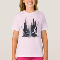 Camiseta Fem Juvenil Básica Abstrato Futurista-2