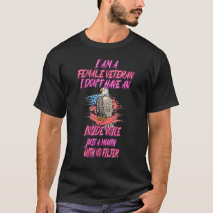 Camiseta Female Veteran Mouth No Filter Funny Humor