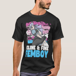 Camiseta Femboy Maidcore com Cat Ears Feline e Fine Femboy