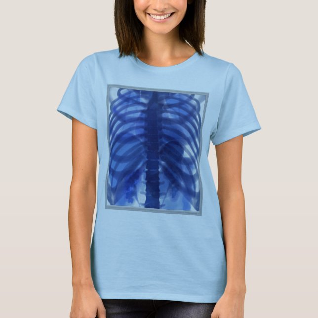 Camiseta Fêmea azul do raio X (Frente)