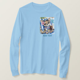 Camiseta Fêmea Chihuahua de férias na Praia Relaxamento (Az
