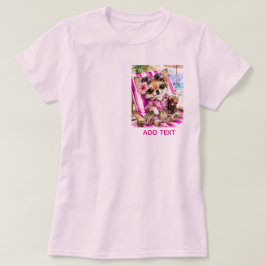 Camiseta Fêmea Chihuahua de férias na praia relaxamento (Ro