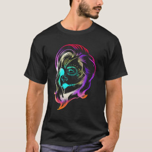 Camiseta Fêmea Estilizada Colorida Calaveras Maquiagem Dia 