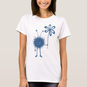 Camiseta Fêmea má azul do inseto da flor