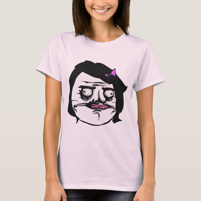 Camiseta Fêmea preta mim cara cómica Meme da raiva de Gusta (Frente)