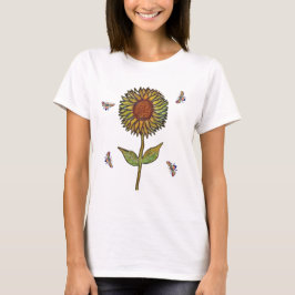 Camiseta Feminina Abelha e Girassol