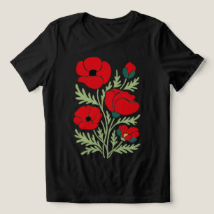 Camiseta Feminina Abstract Poppy Crimson Bloom