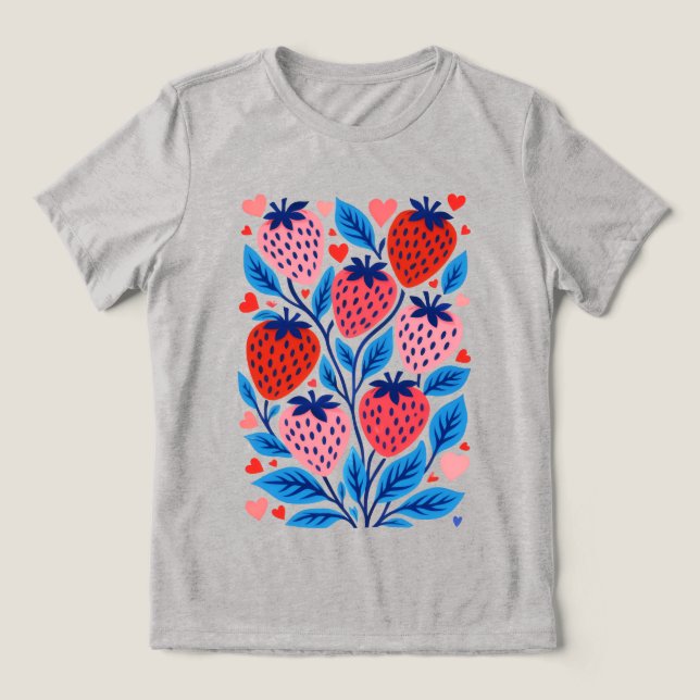 Camiseta Feminina Abstrata Morango Sweet Harmony (Design frontal)