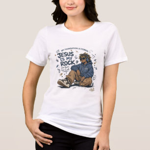 Camiseta feminina ADOM "Jesus Is My Rock"