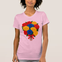 Camiseta Feminina Ajustada Bouquet de Rosas