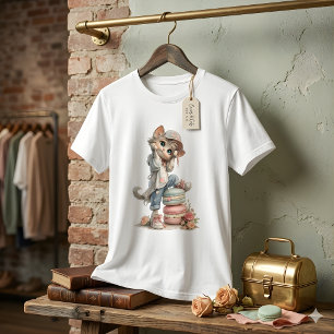Camiseta Feminina Amante de Macarons de Gatinho Pa