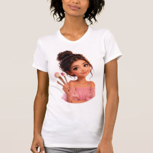 Camiseta Feminina Arte de Menina Fofa com Pincéis