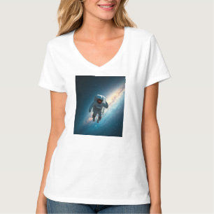 Camiseta Feminina Astronaut Galaxy com Decote em V