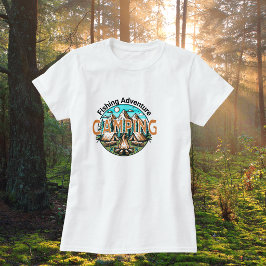Camiseta Feminina Aventura de Pesca/Acampamento