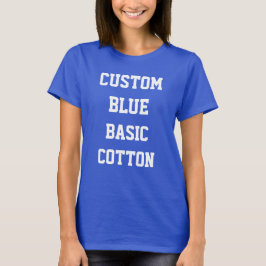 Camiseta feminina azul básica de algodão personali