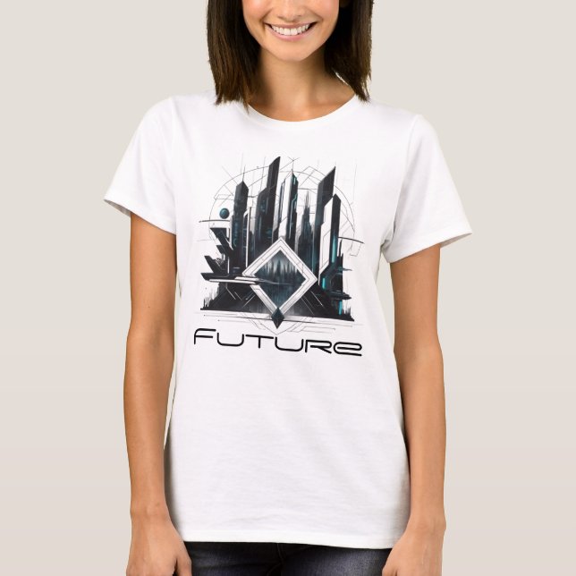 Camiseta Feminina Básica Abstrato Futurista-4 (Frente)