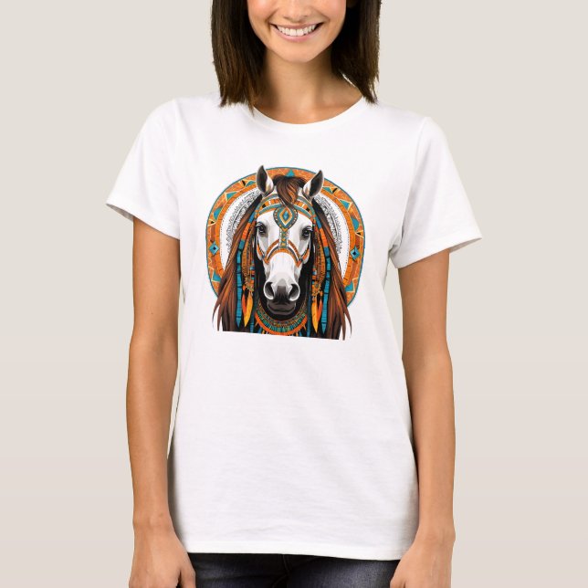 Camiseta Feminina Básica Cavalo Tribal (Frente)