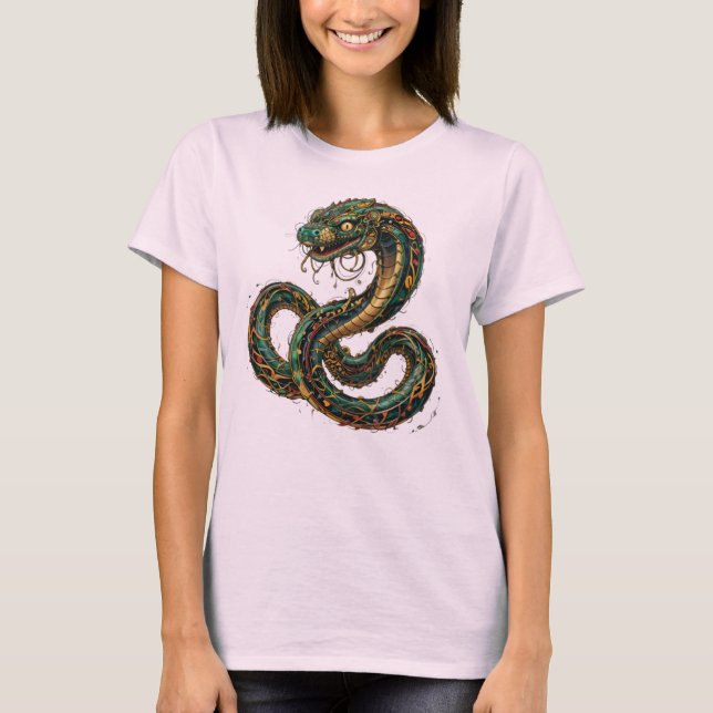 Camiseta Feminina Básica Cobra Tribal (Frente)