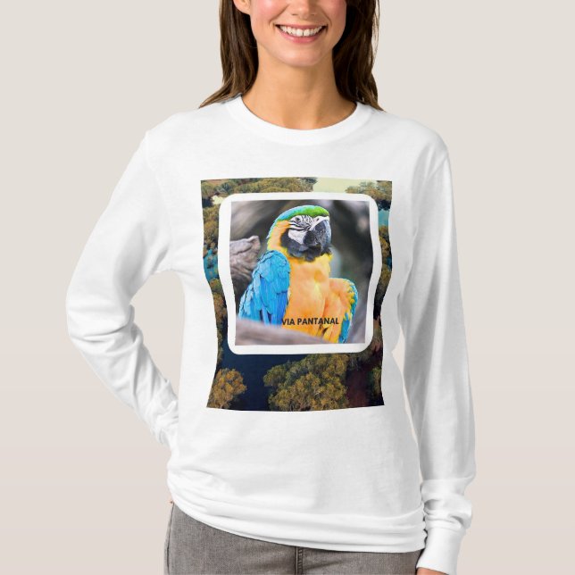 Camiseta Feminina Básica de Mangas Longas Arara (Frente)