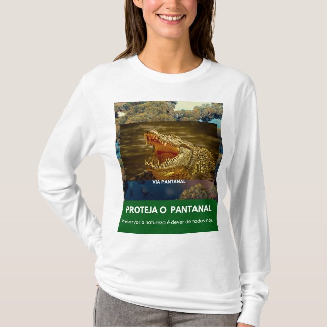 Camiseta Feminina Básica de Mangas Longas Jacaré (Frente)