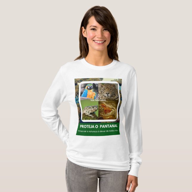 Camiseta Feminina Básica de Mangas Longas Pantanal (Frente Completa)