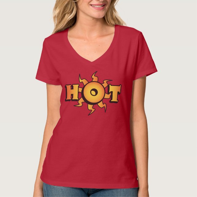 Camiseta Feminina Básica Decote V HOT (Frente)