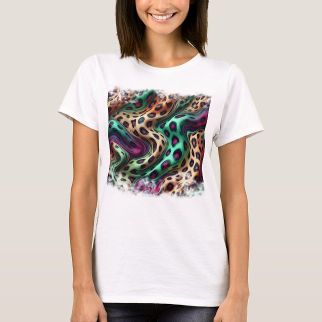 Camiseta Feminina Básica Pele Onça Color (Frente)