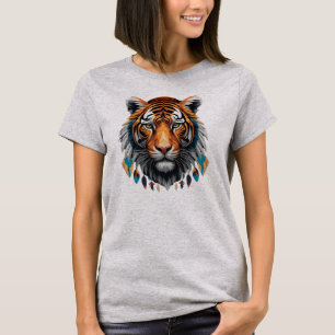 Camiseta Feminina Básica Tigre Tribal