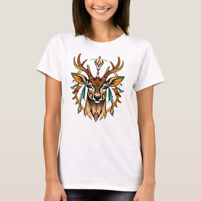 Camiseta Feminina Básica Veado Tribal (Frente)