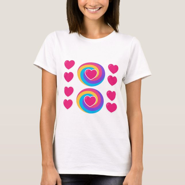 Camiseta Feminina Branca Com Coração (Frente)