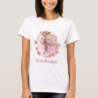 Camiseta feminina branca com desenho floral 💖🌸