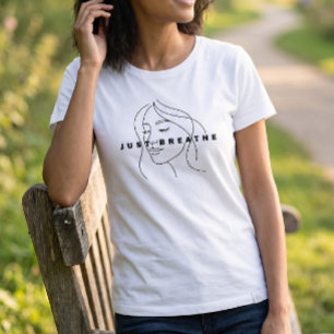 Camiseta Feminina Branca Just Breathe Minimalist