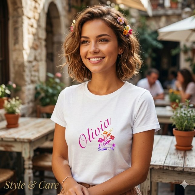 Camiseta Feminina Casual Estilosa com Nome Persona (Custom Name Printed Womens Casual Stylish T Shirt)