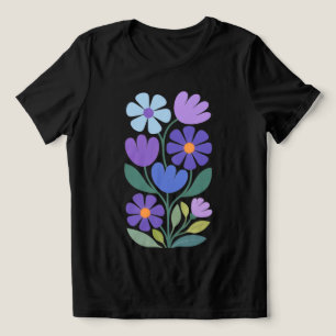 Camiseta Feminina Charme Índigo Floral Abstrato