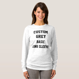 Camiseta feminina cinza básica de manga longa pers