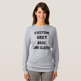 Camiseta feminina cinza básica de manga longa pers