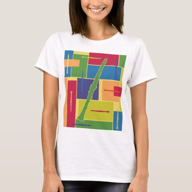 Camiseta feminina Clarinete Colorblocks (Frente)