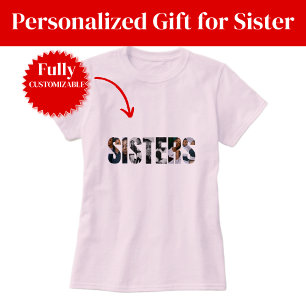 Camiseta Feminina Colagem de Fotos de Irmãs