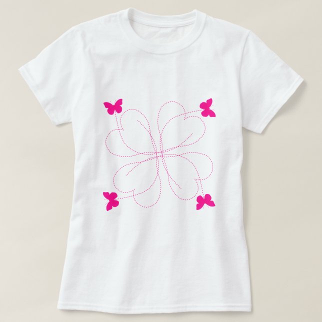 Camiseta Feminina com Borboletas (Frente do Design)