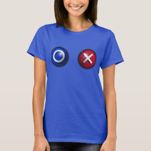 Camiseta feminina com botões de voto
